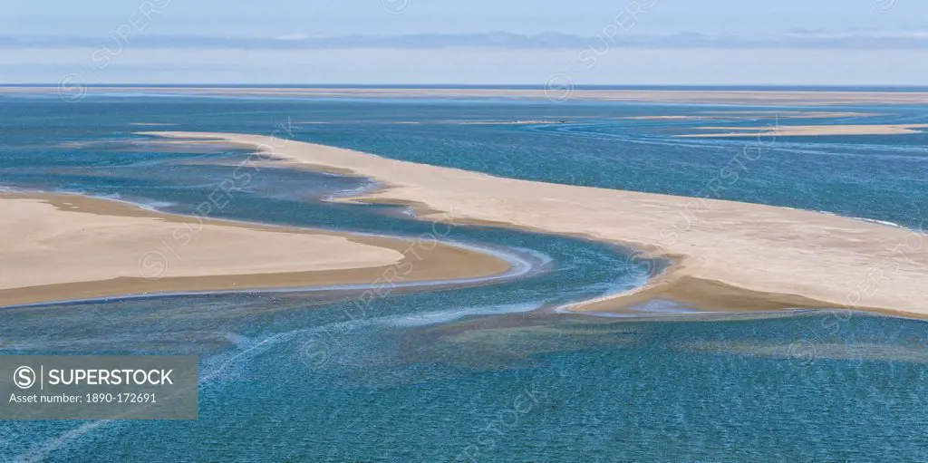 The lagoon at Sandwich Harbour, just south of Walvis Bay and within the Namib Naukluft Park, Namibia, Africa