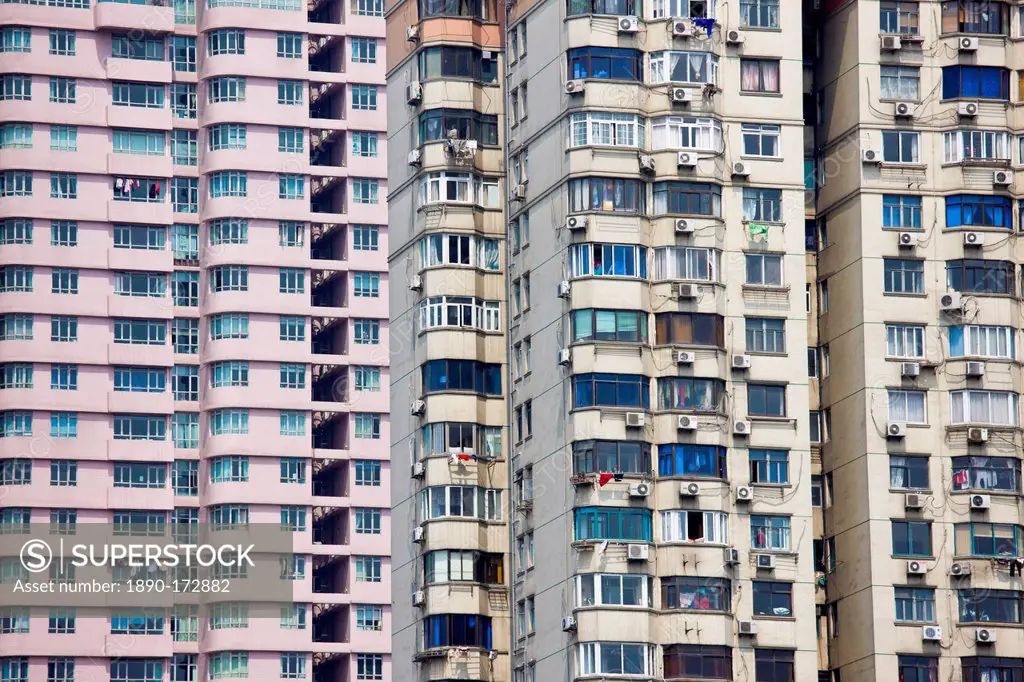 High rise tenement apartment blocks in Shanghai, China