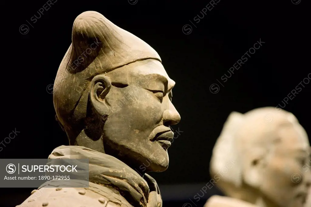 Terracotta warrior on display in the Shaanxi History Museum, Xian, China
