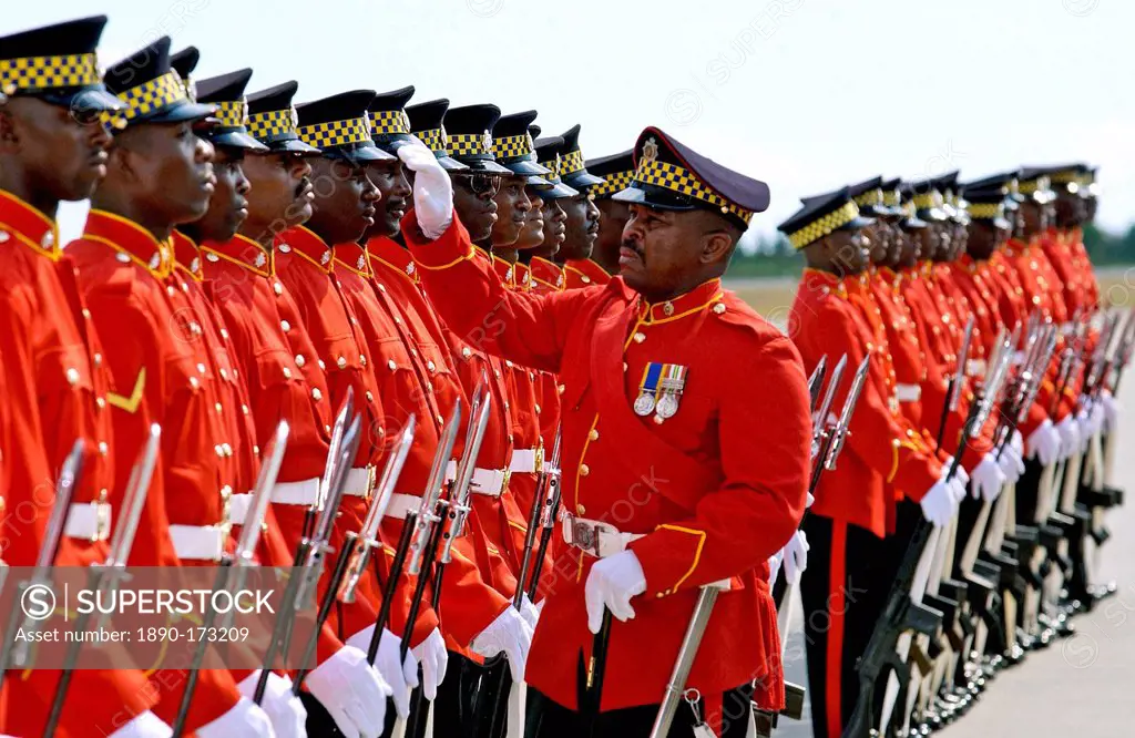 Soldiers of the Jamaica Defence Force are made ready for inspection