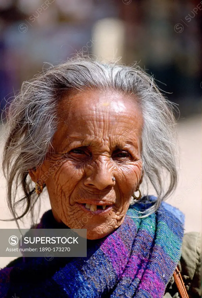 An elderly woman in Nepal.