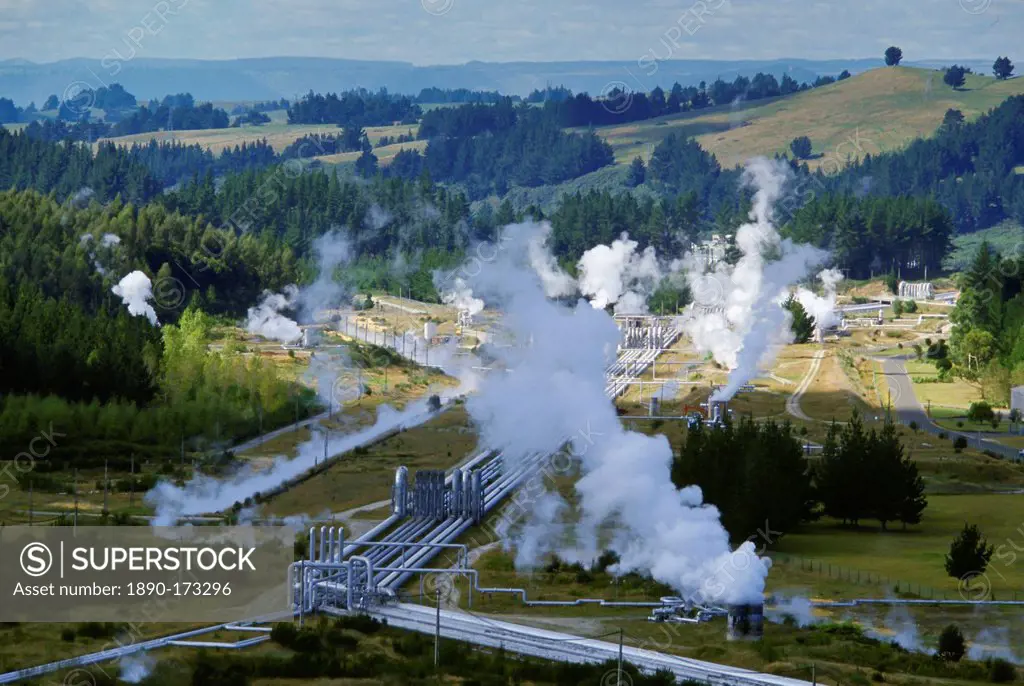 Geothermal electrical power station at Wairakei, New Zealand.