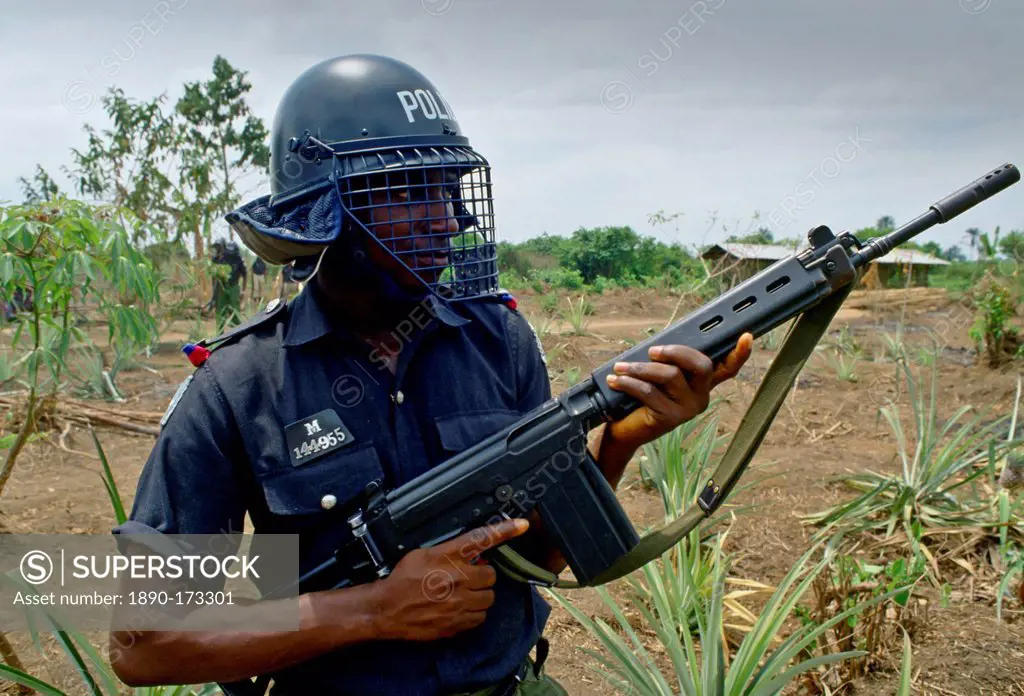 An armed policeman, Nigeria, Africa