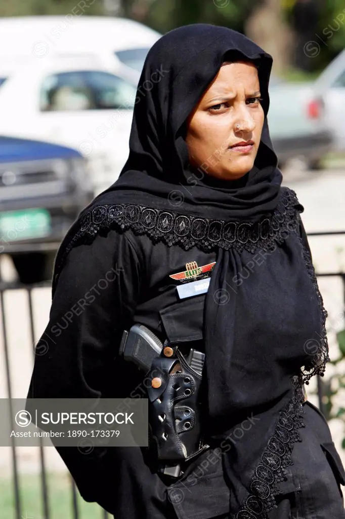 Pakistani policewoman on duty in Rawalpindi, Pakistan