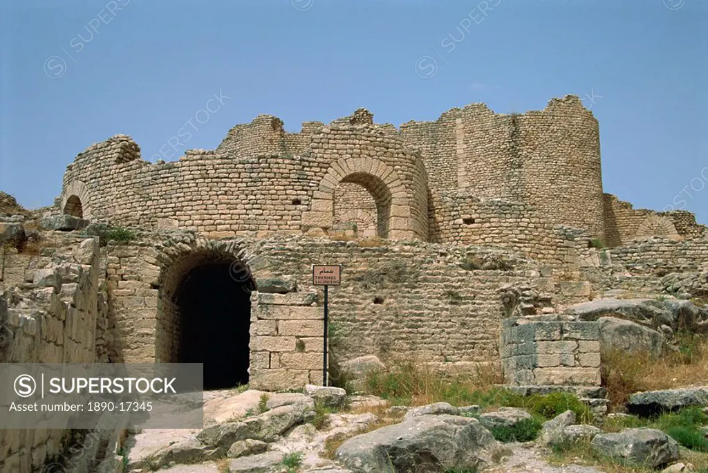 Roman Baths, Dougga, UNESCO World Heritage Site, Tunisia, North Africa, Africa