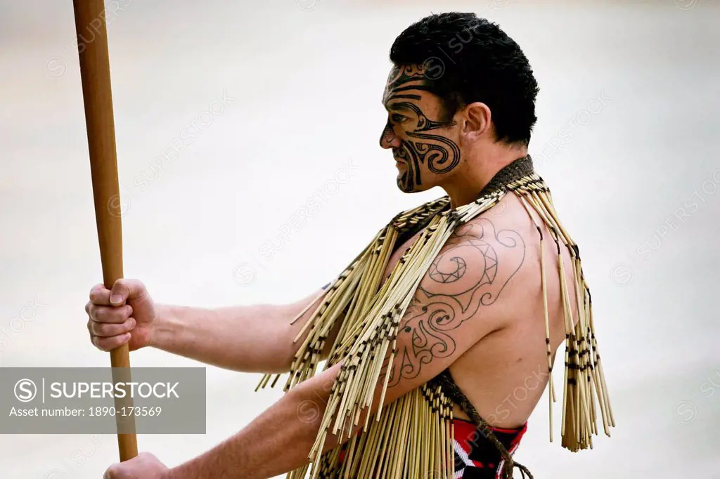 Traditional Haka performed by Maori warrior
