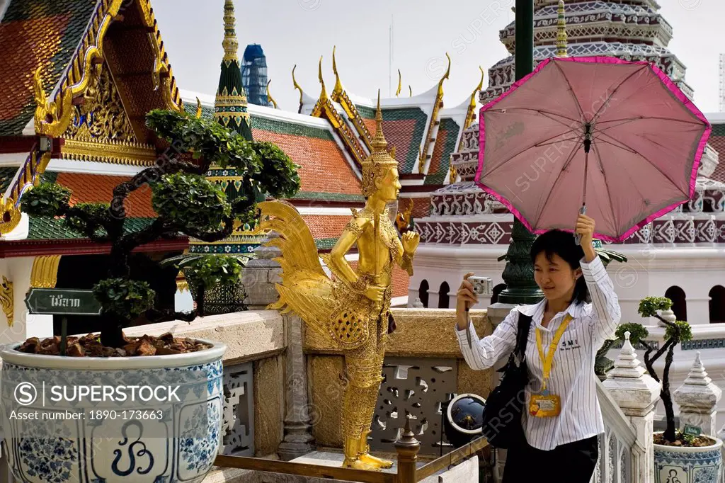 Tourist visits the Grand Palace Complex, Bangkok, Thailand