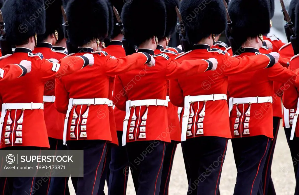 Guardsmen marching at in London, United Kingdom.