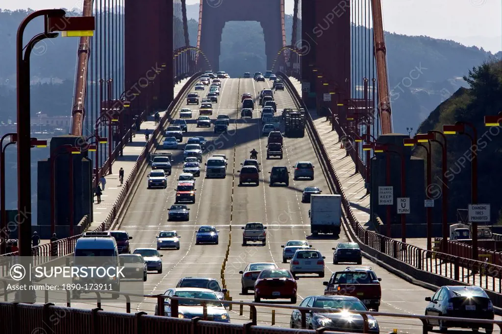 Traffic on the Golden Gate Bridge, San Francisco, California, United States of America