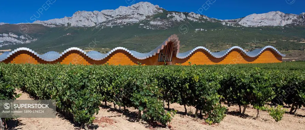 Ysios Bodega winery futuristic architecture at Laguardia in Rioja-Alaveda wine-producing area of Basque country, Spain
