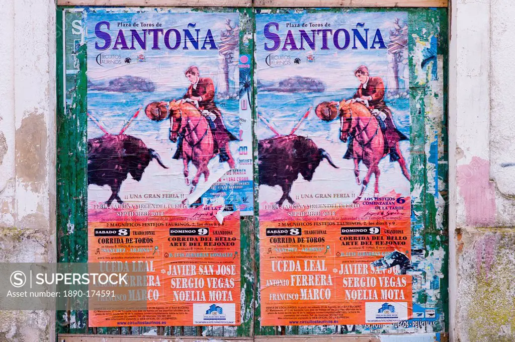 Plaza de Toros de Santona bullfight poster in Cantabria, Northern Spain
