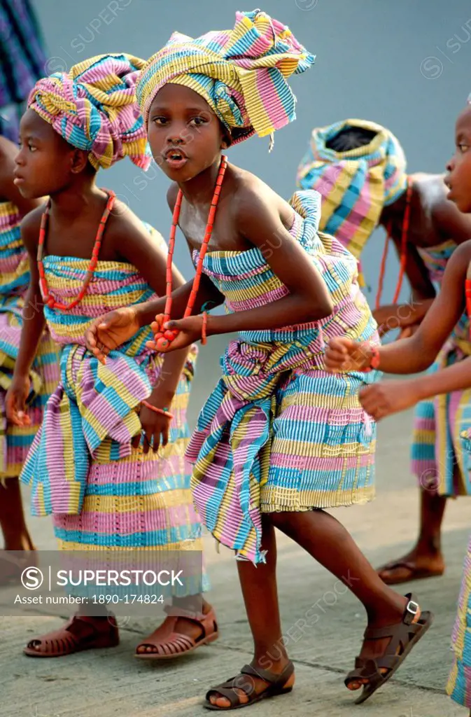 Young girls dancing in a festival in Nigeria