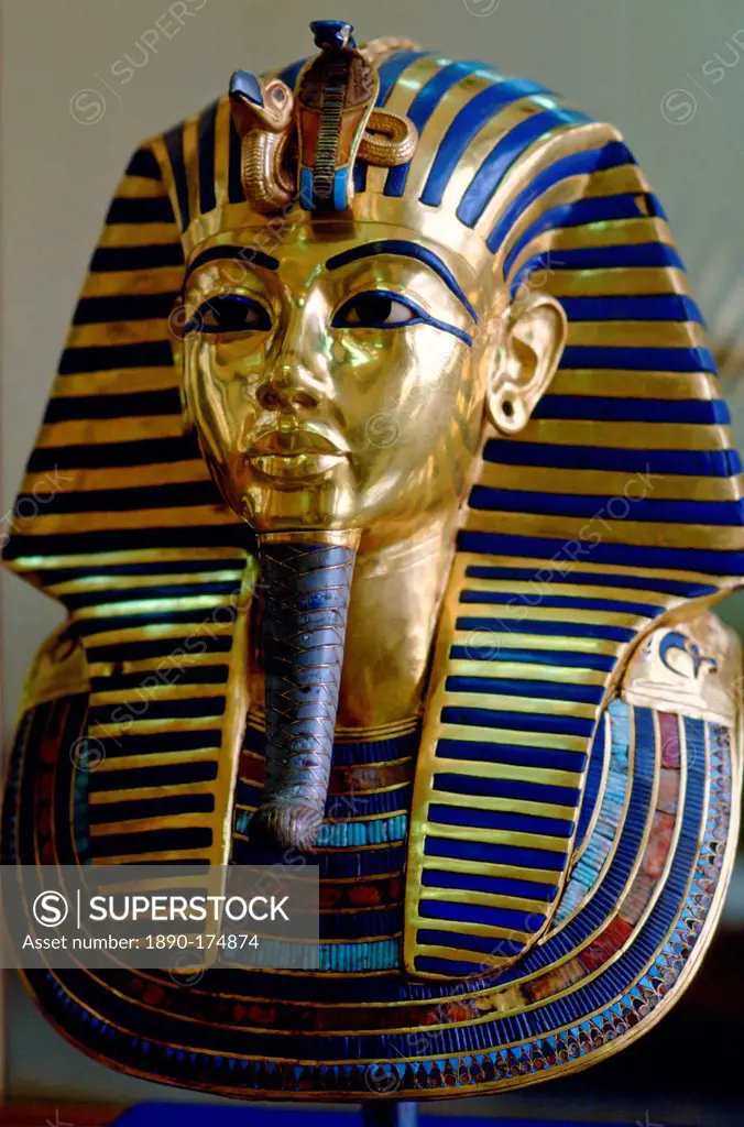 The mask of King Tutankhamun displayed in the Cairo Museum, Egypt