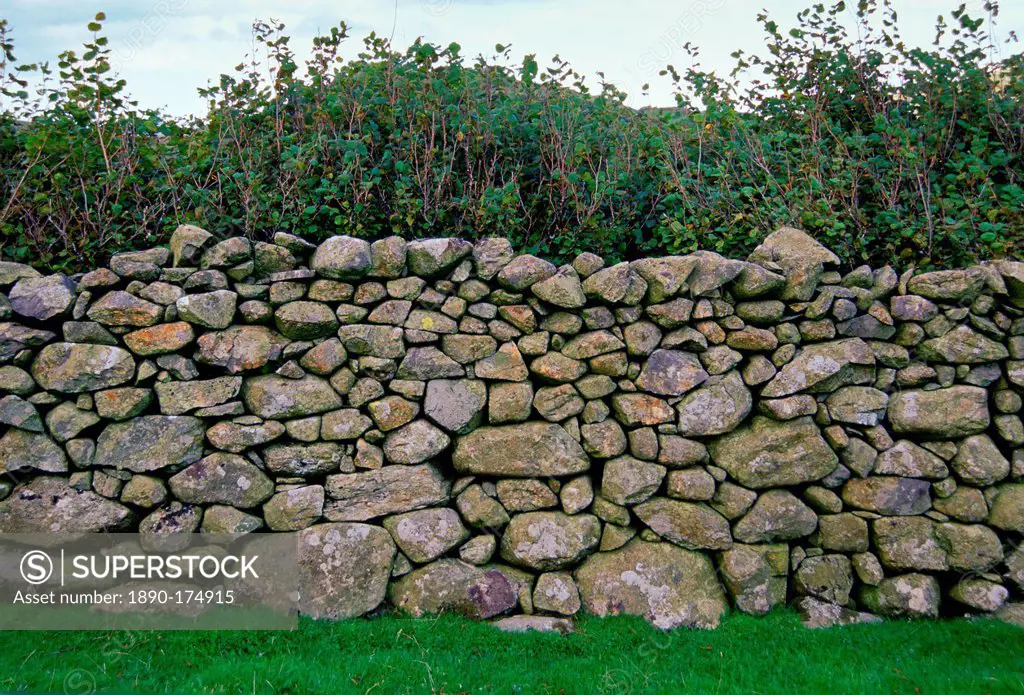 A close-up of a traditional dry stone wall nead Cader Idris in North Wales, United Kingdom.