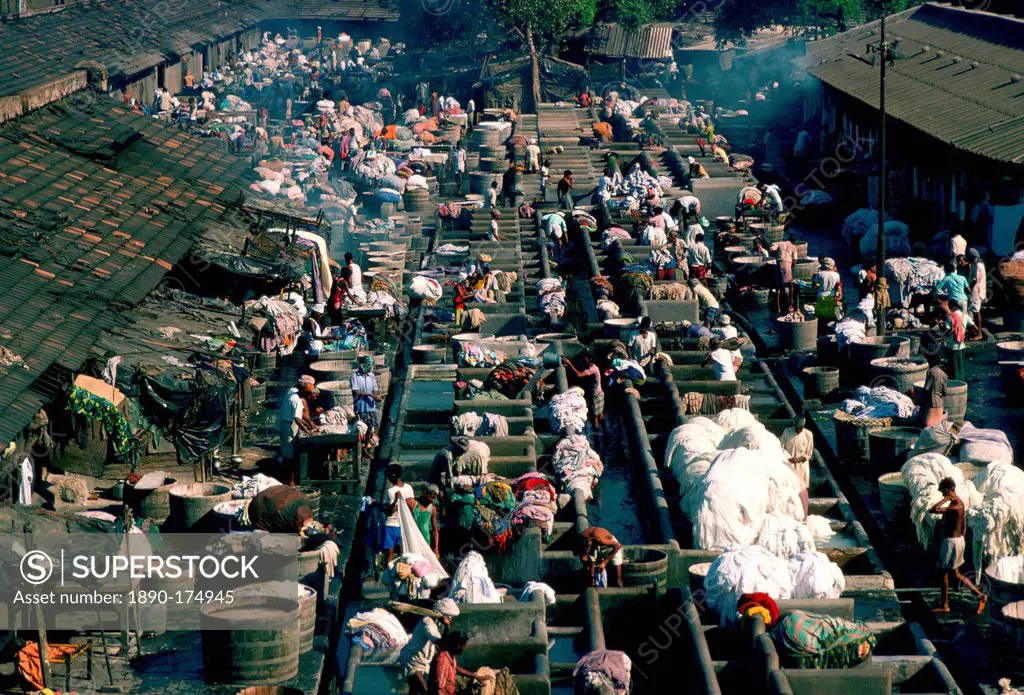 An open air laundry in Bombay, India