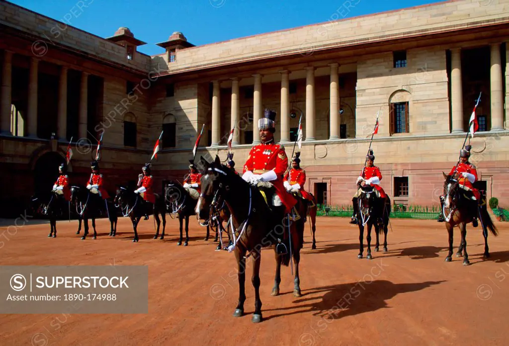The Presidential Guard at the President's Palace at Rashtrapati Bhavan, India