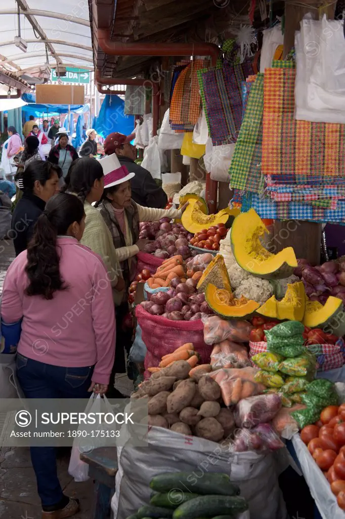 Market stalls in Cuzco, Peru, South America
