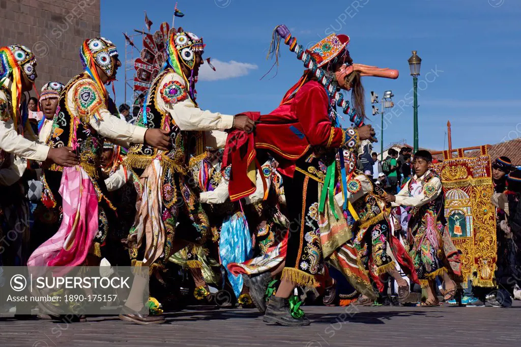 The festivities of Corpus Christi, the most important religious festival in Peru, held in Cuzco, Peru, South America