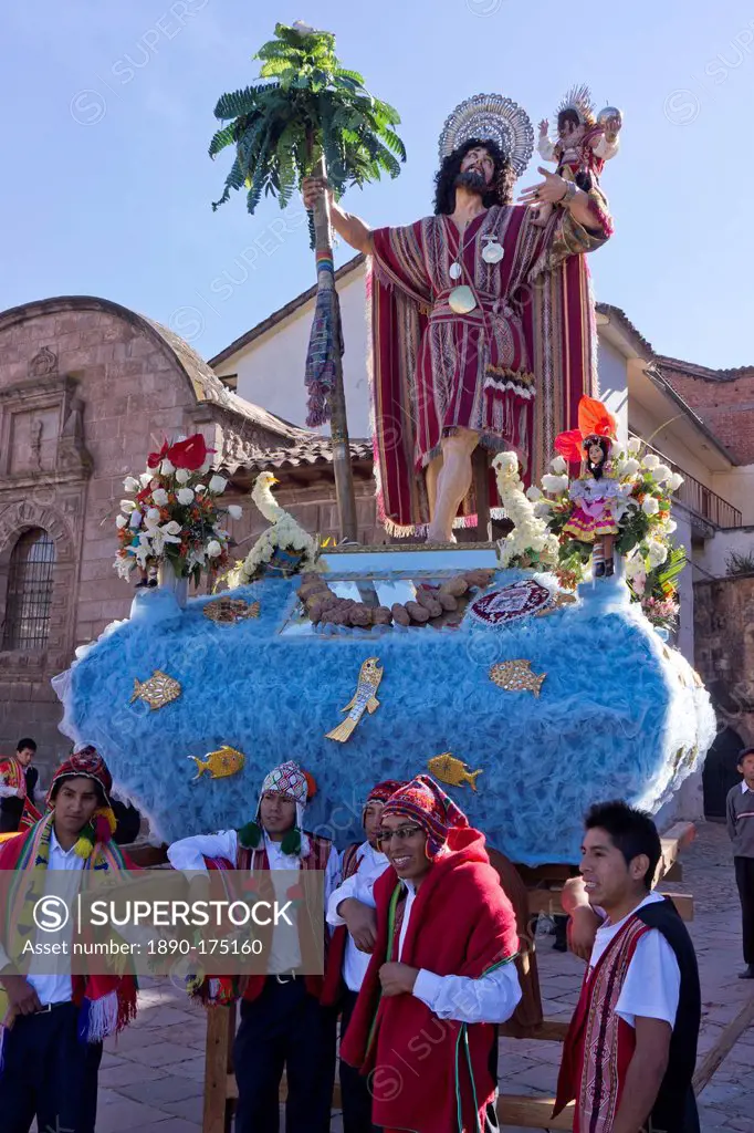 The festivities of Corpus Christi, the most important religious festival in Peru, held in Cuzco, Peru, South America