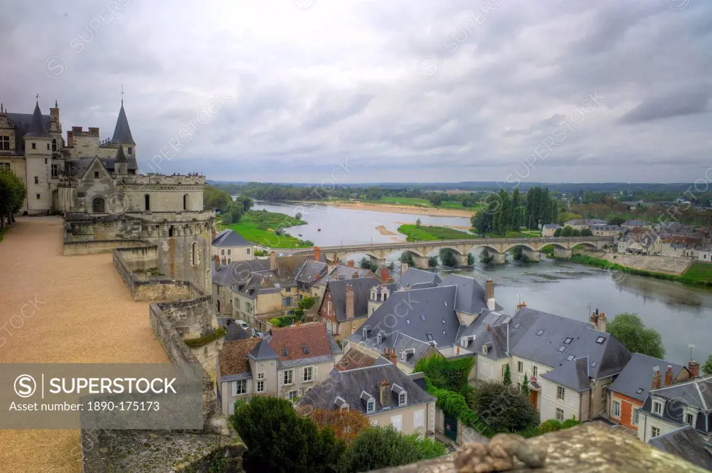 River Loire from the Chateau, Amboise, Indre et Loire, Centre, France, Europe