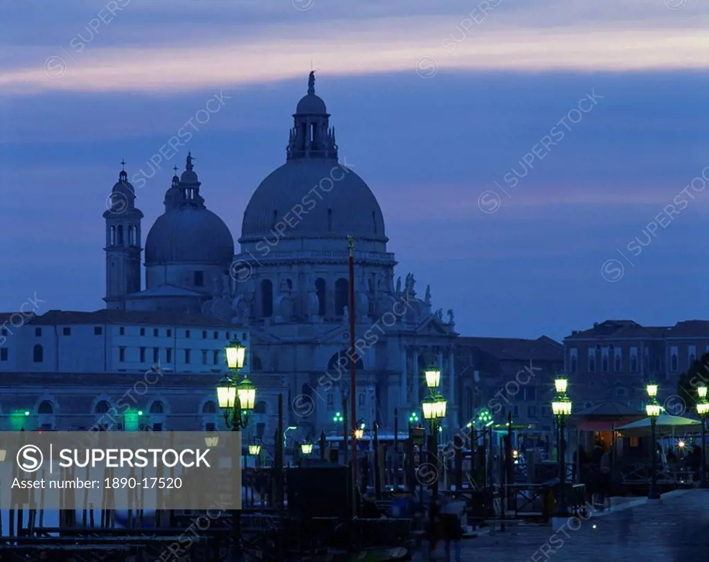 Santa Maria Della Salute at dusk in Venice, UNESCO World Heritage Site, Veneto, Italy, Europe