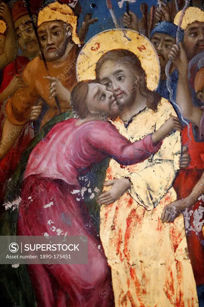 The kiss of Judas, Holy Sepulchre Church, Jerusalem, Israel, Middle East