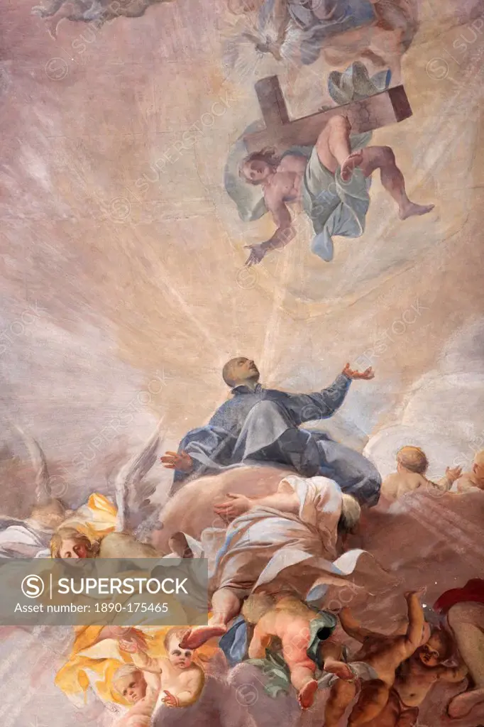 Apotheosis of St. Ignatius of Loyola and the allegory of the missionary work of the Jesuits dating from 1685 by the Jesuit painter Andrea Pozzo, Churc...