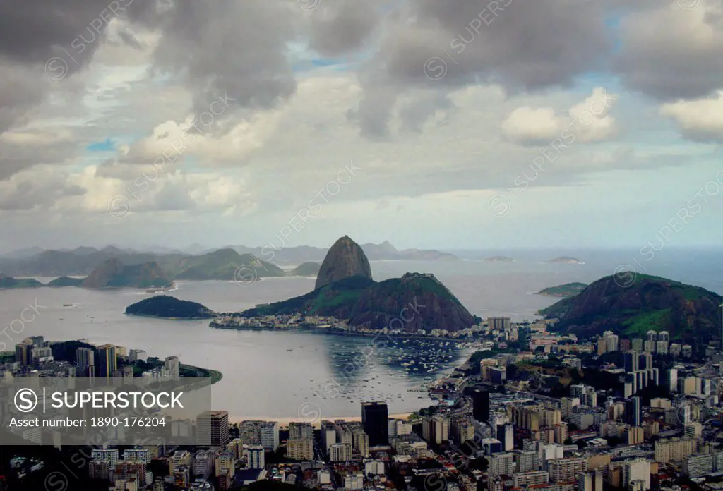 The city of Rio de Janiero showing Sugar Loaf Mountain, Brazil