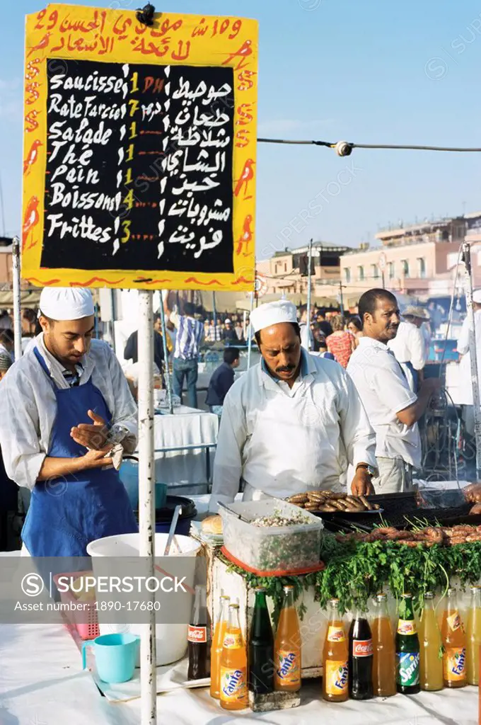 Food stalls, Djemaa el Fna, Marrakesh, Morocco, North Africa, Africa