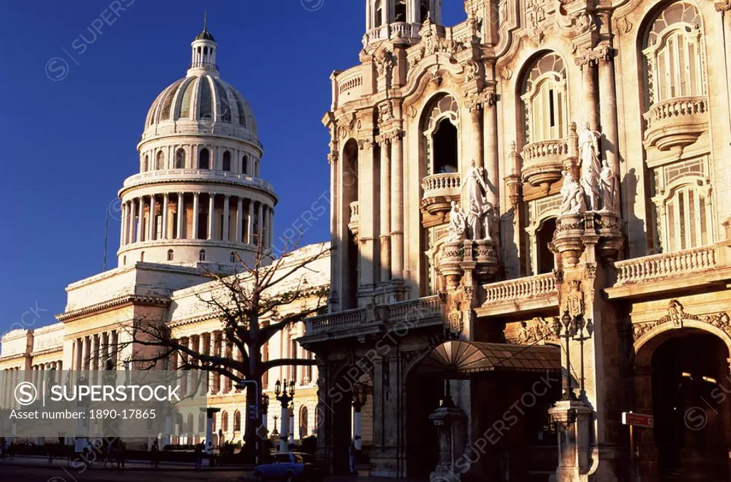 The Capitolio Capitol Building bathed in early morning light, Havana, Cuba, West Indies, Central America