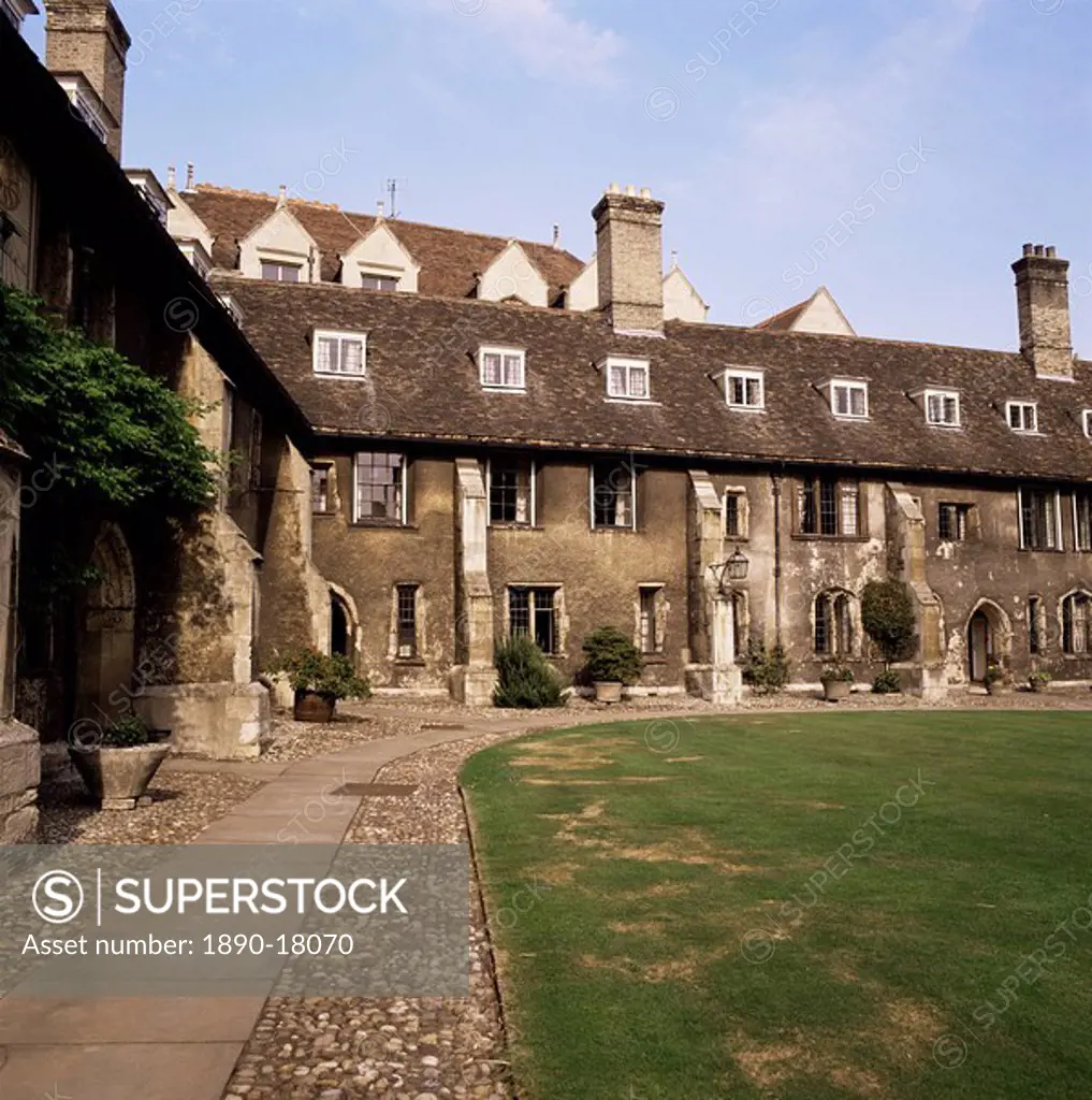 Oldest quadrangle, Old Court, Corpus Christi, Cambridge, Cambridgeshire, England, United Kingdom, Europe