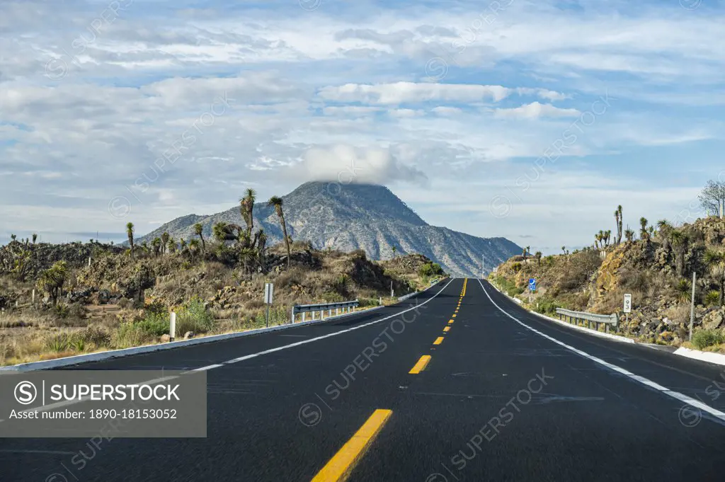 Road leading to El Pizarro volcano, Puebla, Mexico, North America