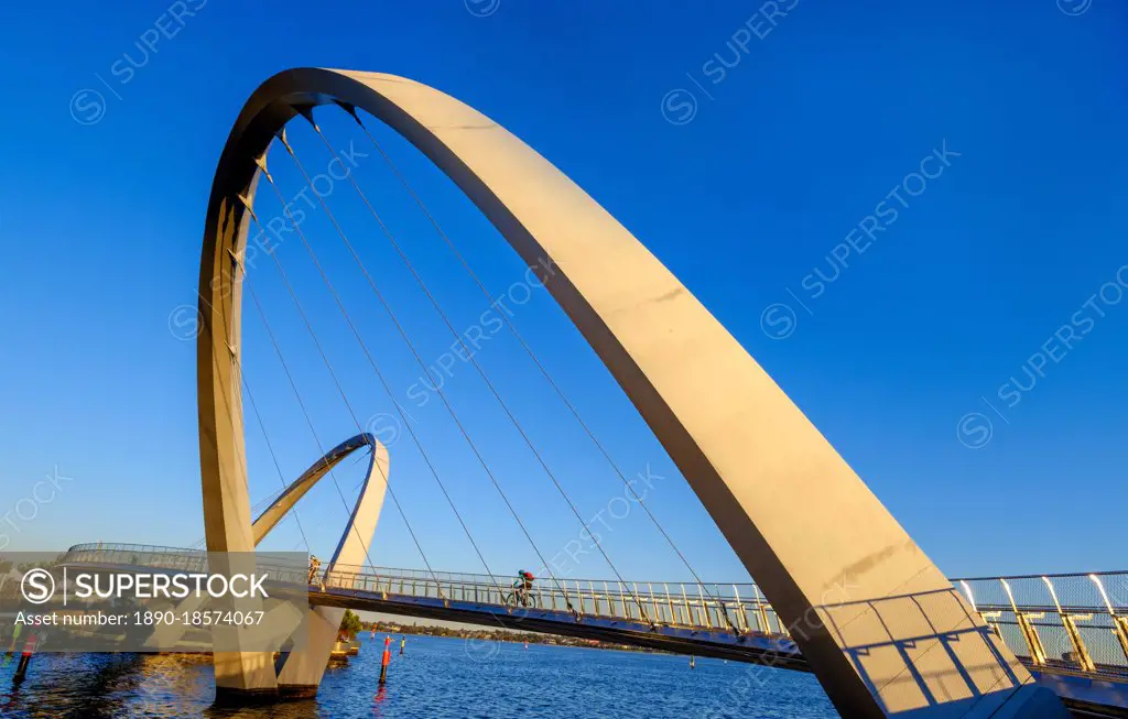 Elizabeth Quay Bridge, a 20 metre high suspension bridge, Perth City, Western Australia, Australia, Pacific