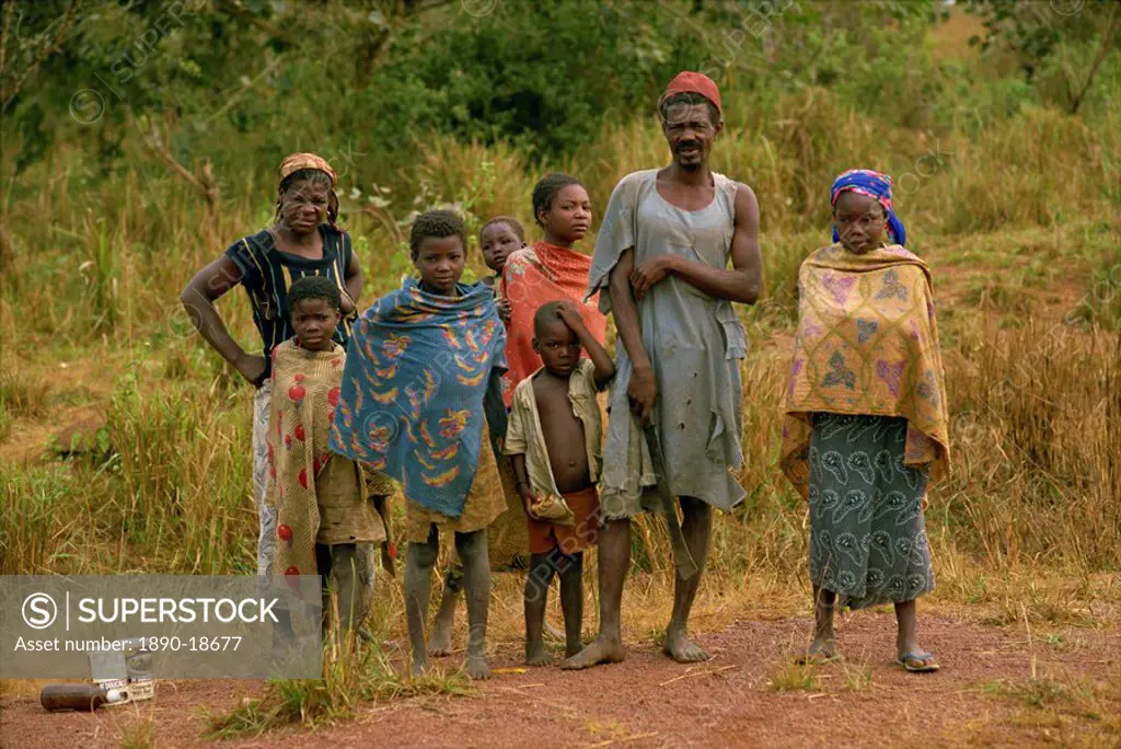 Family group, northern area, Cameroun, West Africa, Africa