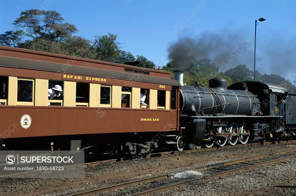 Steam train at railway station, Victoria Falls, Zimbabwe, Africa
