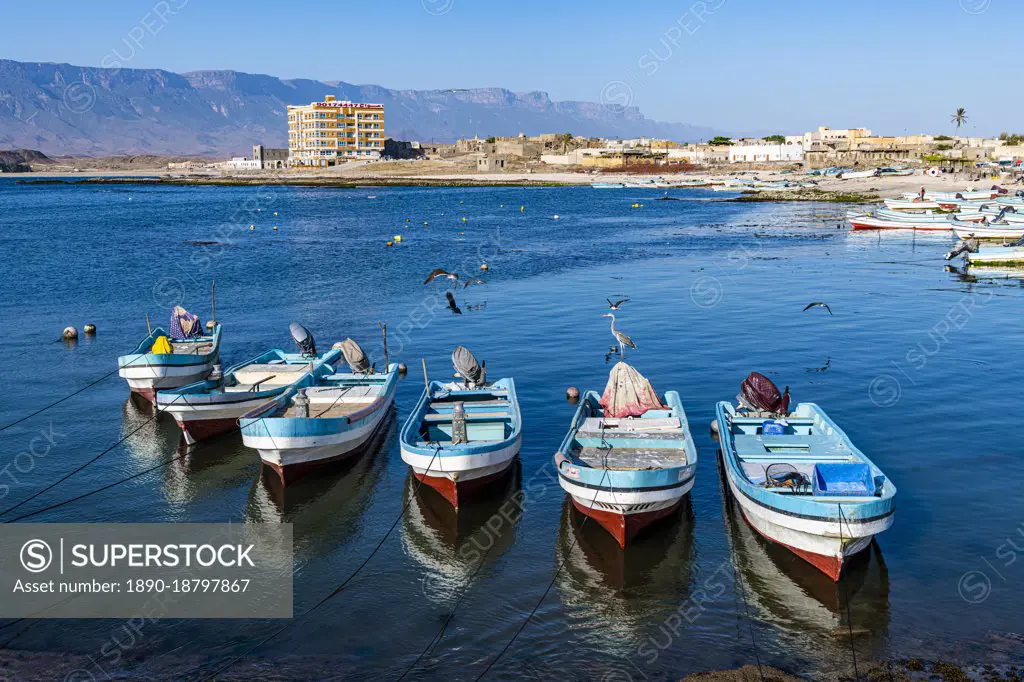 Fishing port of Mirbat with small fishing boats, Salalah, Oman, Middle East  - SuperStock