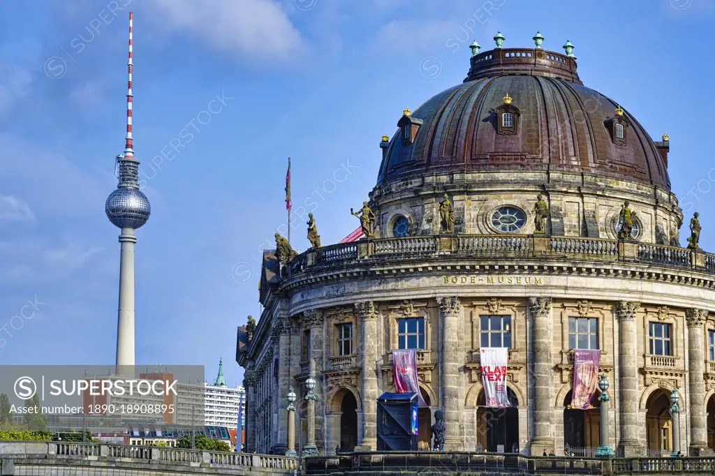 Bode Museum and Berlin Television tower, Museum Island, UNESCO World Heritage Site, Berlin Mitte district, Berlin, Germany, Europe