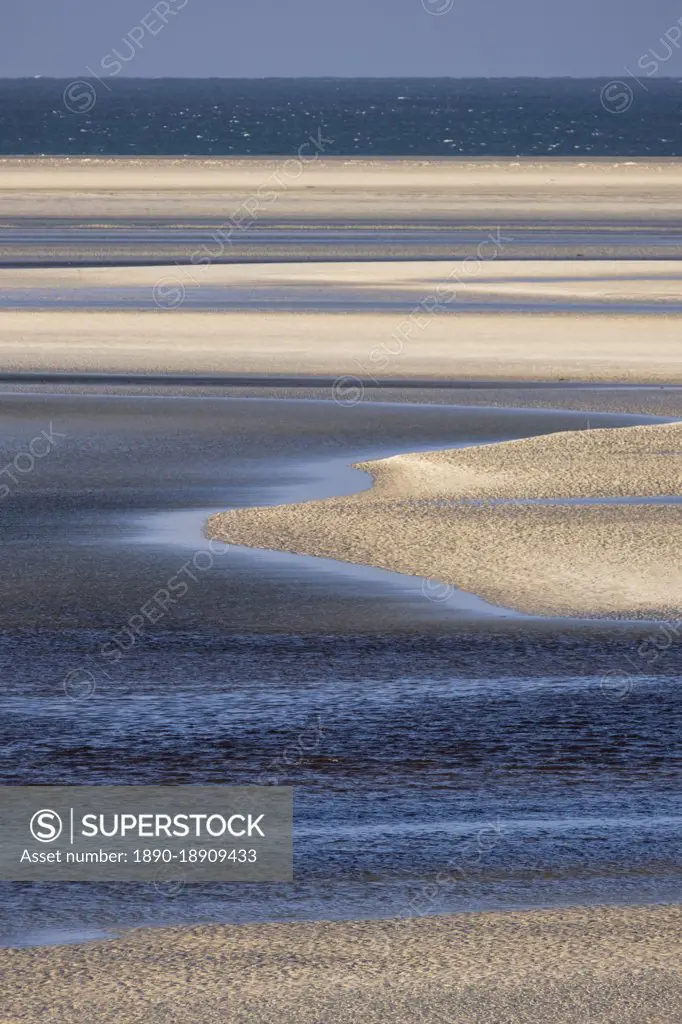 Tidal Sand Patterns at Luskentyre Sands, Isle of Harris, Outer Hebrides, Scotland, United Kingdom, Europe
