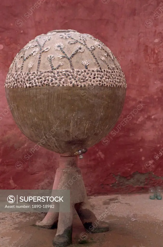 Water tank inlaid with pebbles, kasbah near Agadir, Morocco, North Africa, Africa
