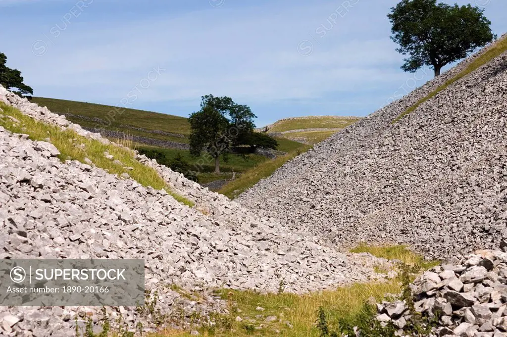 Periglacial dry valley and scree slope, near Conistone, Yorkshire Dales National Park, North Yorkshire, England, United Kingdom, Europe