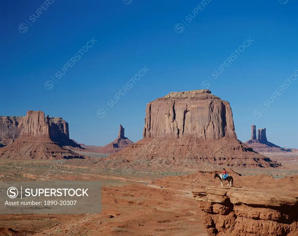 Navajo lands, arid landscape with eroded rock formations, Monument Valley, Arizona, United States of America USA, North America