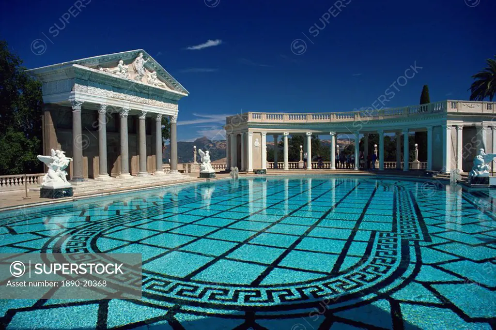 Classical architecture and swimming pool, Hearst Castle, San Simeon, California, United States of America, North America