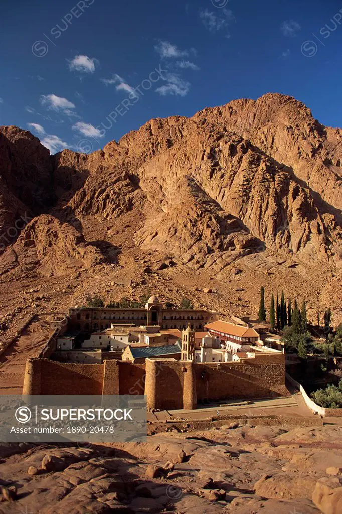 Aerial view over St. Catherines Monastery, UNESCO World Heritage Site, Egypt, Sinai, North Africa, Africa