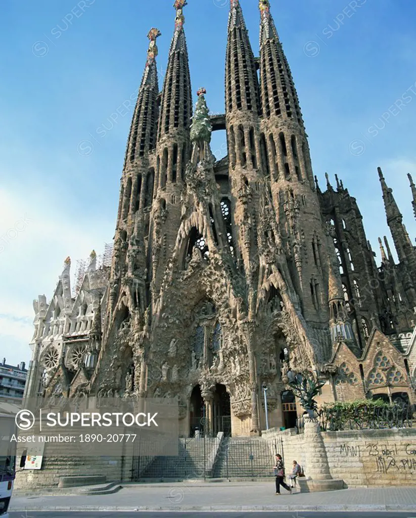 The Sagrada Familia, the Gaudi cathedral in Barcelona, Cataluna, Spain, Europe
