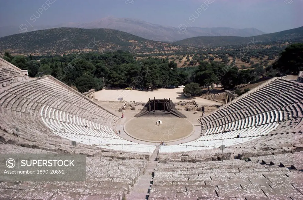 Restored theatre, Epidaurus, UNESCO World Heritage Site, Greece, Europe