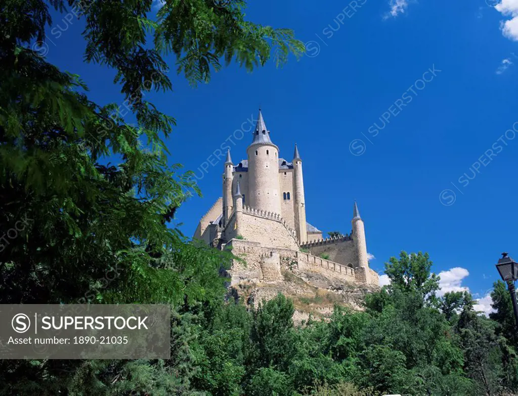 The Alcazar viewed from the west, Segovia, Castilla y Leon Castile, Spain, Europe