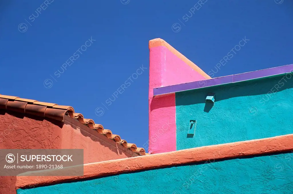 Colourful roof detail in village, La Placita, Tucson, Arizona, United States of America, North America