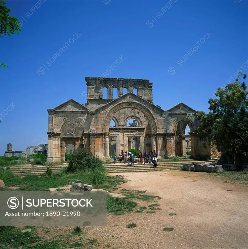 The Cruciform Church, dating from between 476 and 491 AD, containing the base of the pillar of St. Simeon the Stylite, Dead City region, northern Syri...