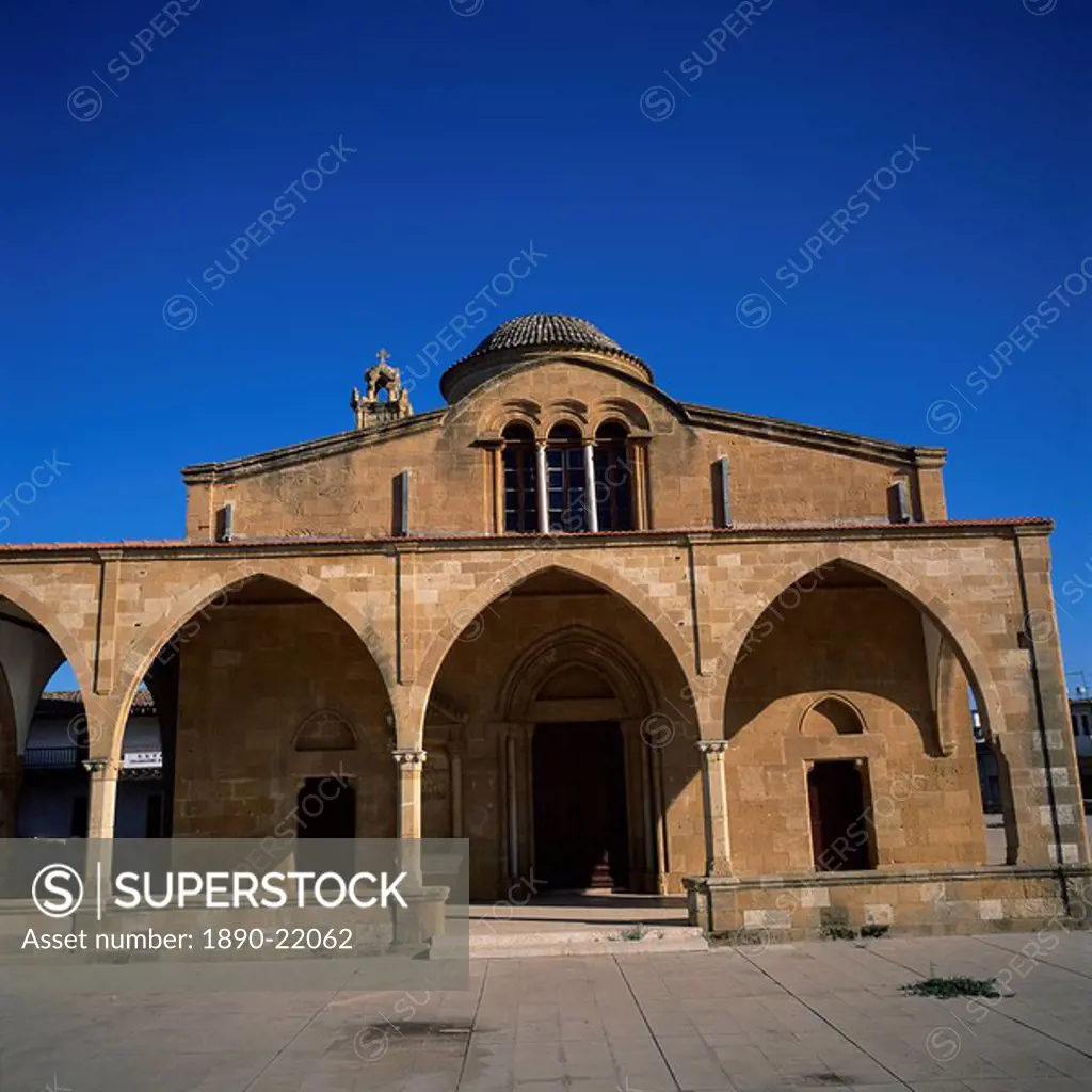 Exterior of the church of the tomb of St. Mamas, dating from the 15th century AD, Gothic style, Mamas known as Morphou in Greek tamed and rode lion wi...