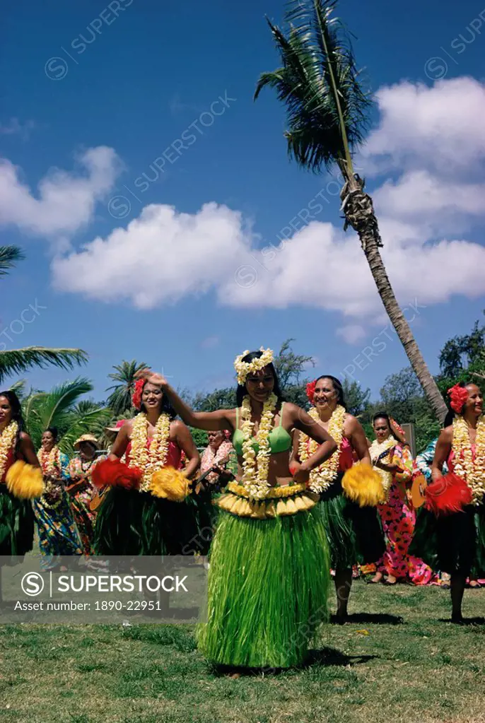 Hula dance, Waikiki, Hawaii, Hawaiian Islands, Pacific, United States of America, North America